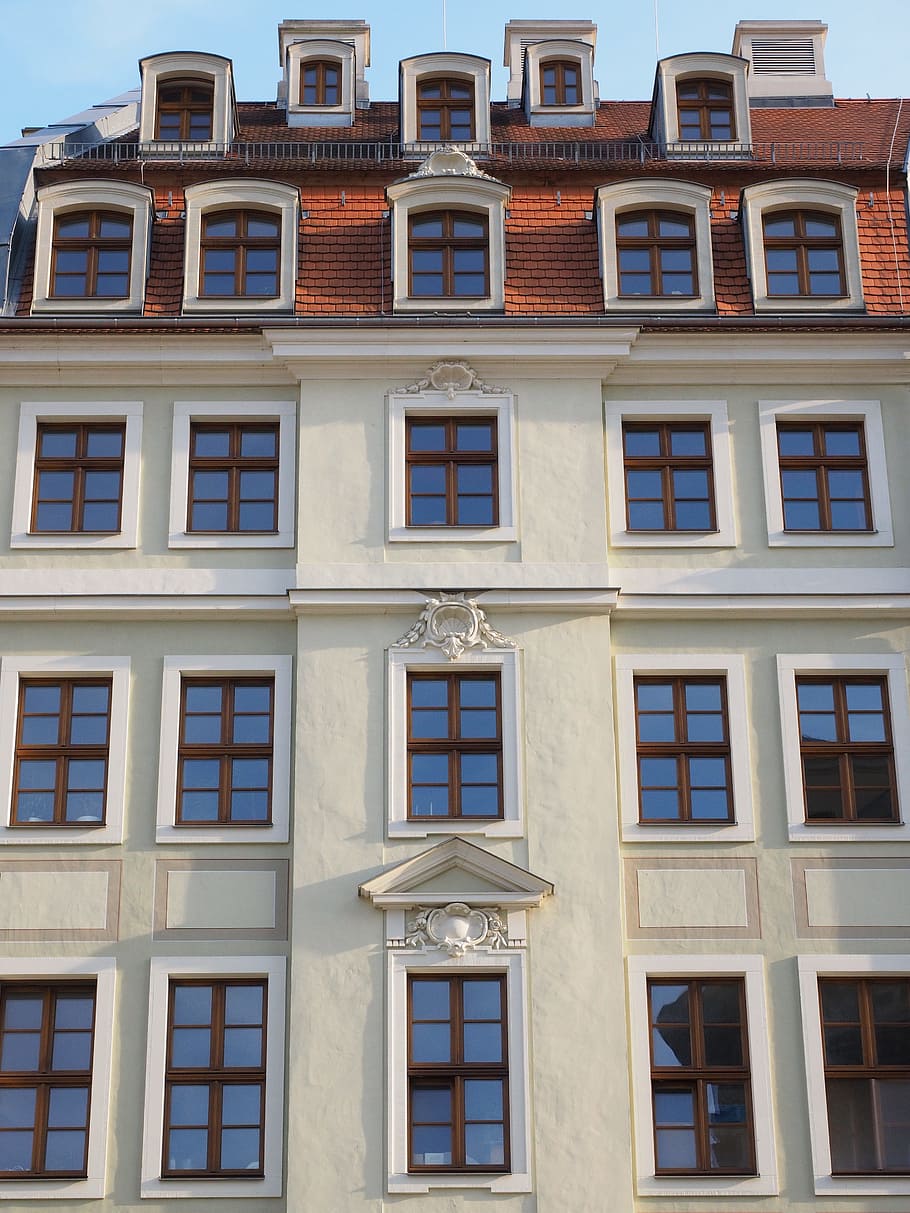 facade, gable, home, architecture, houses facades, window, dresden HD wallpaper
