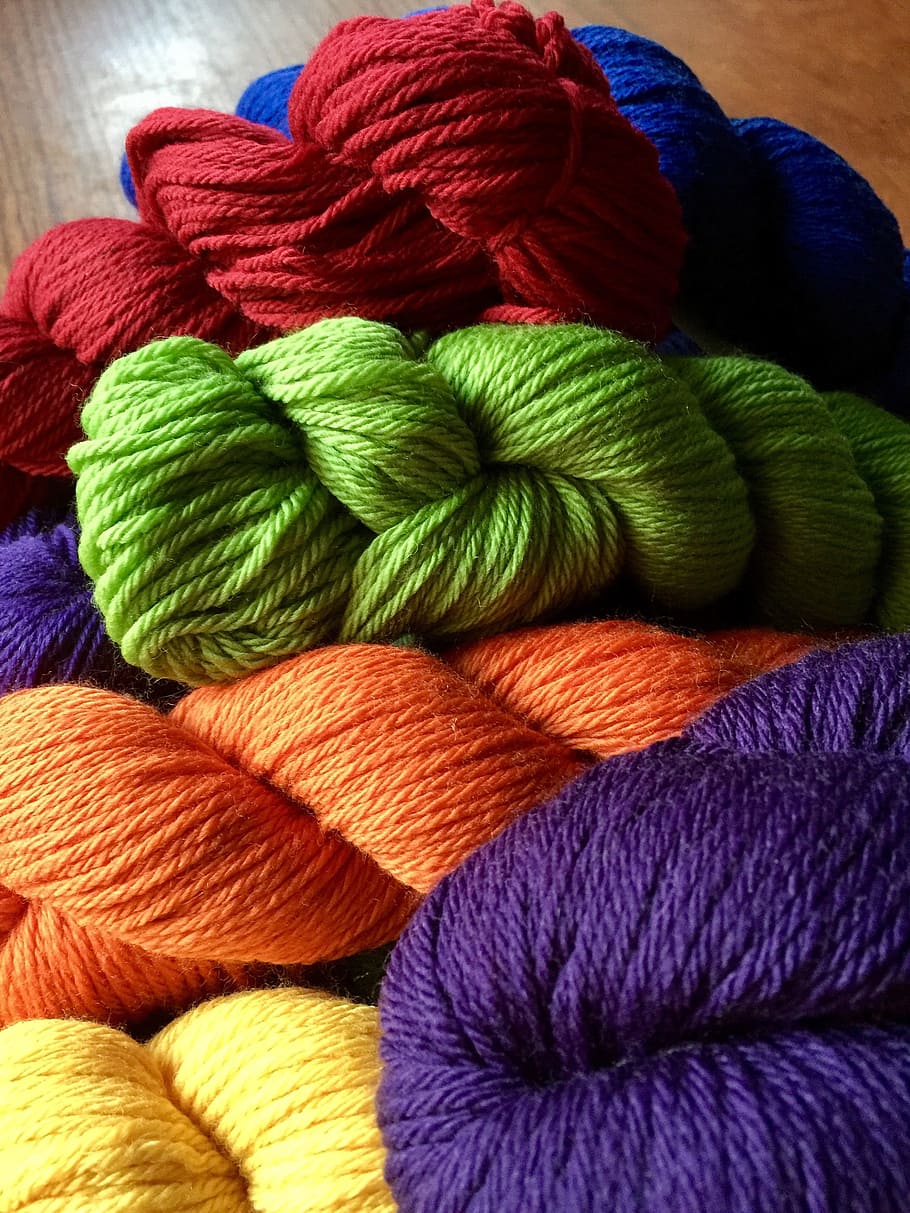 assorted-color yarns, Knitting, Crochet, Skein, Colorful, craft