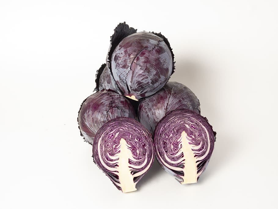 red, cabbage, greens, diet, white background, studio shot, indoors HD wallpaper