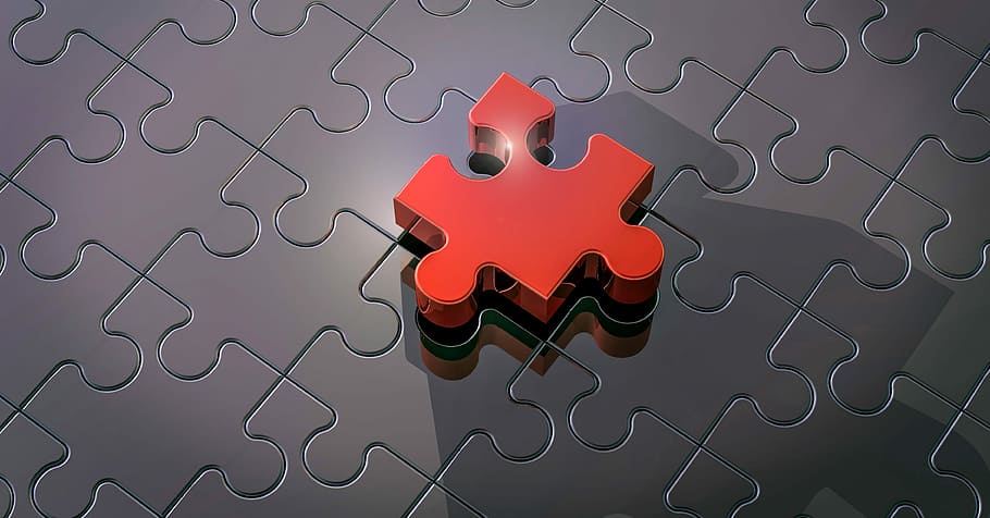 red puzzle piece, pieces of the puzzle, connection, puzzles, memory cards covered with