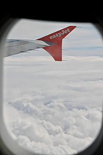 easy jet plane tail, white and red Easyjet airliner, wing, fly HD wallpaper