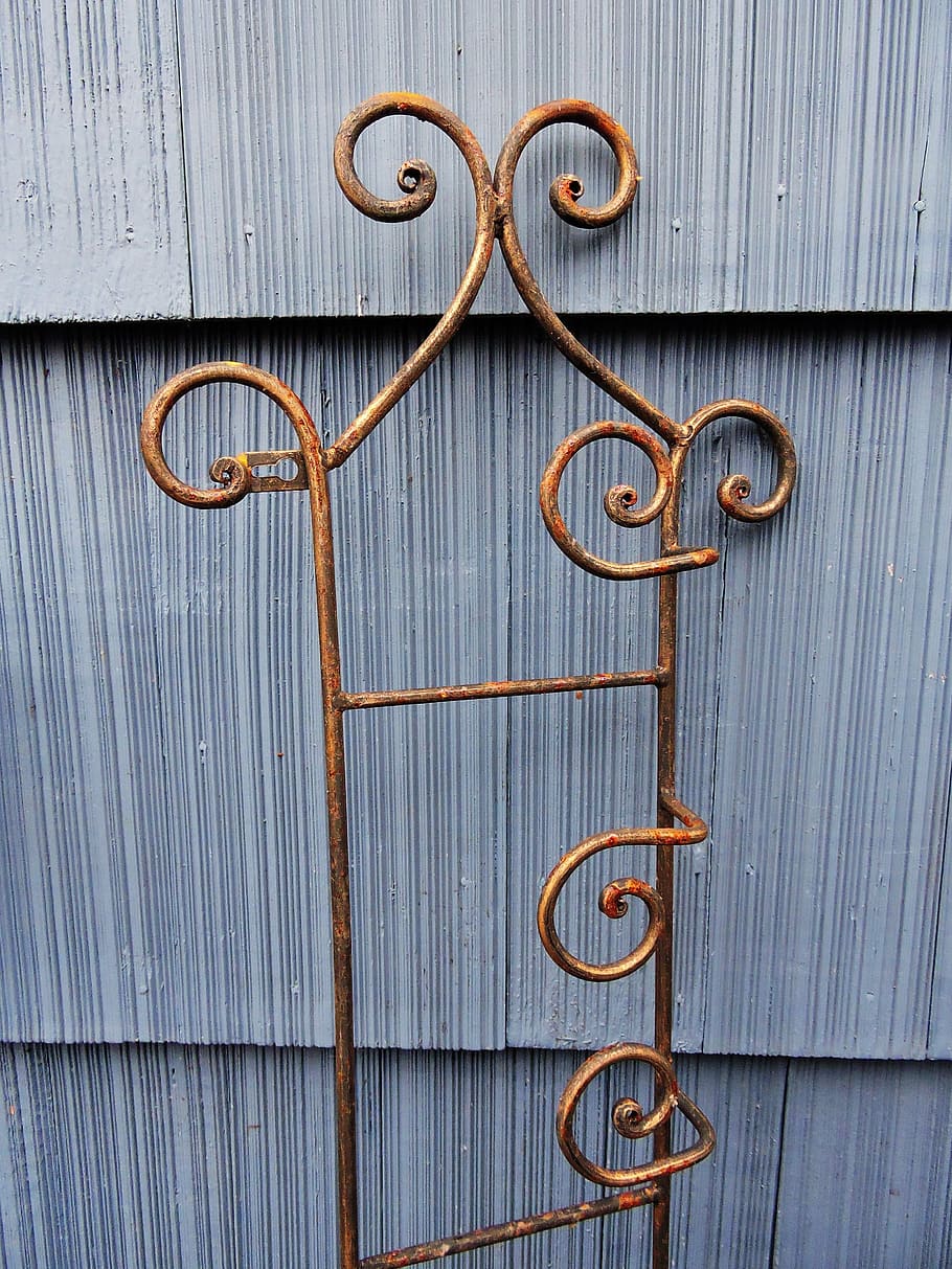 scroll, rusted, blue, forgotten, antique, aged, decorative HD wallpaper