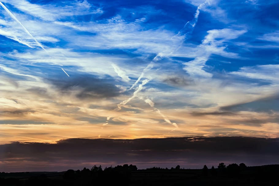 landscape photography of field, sunset, sky, clouds, abendstimmung HD wallpaper