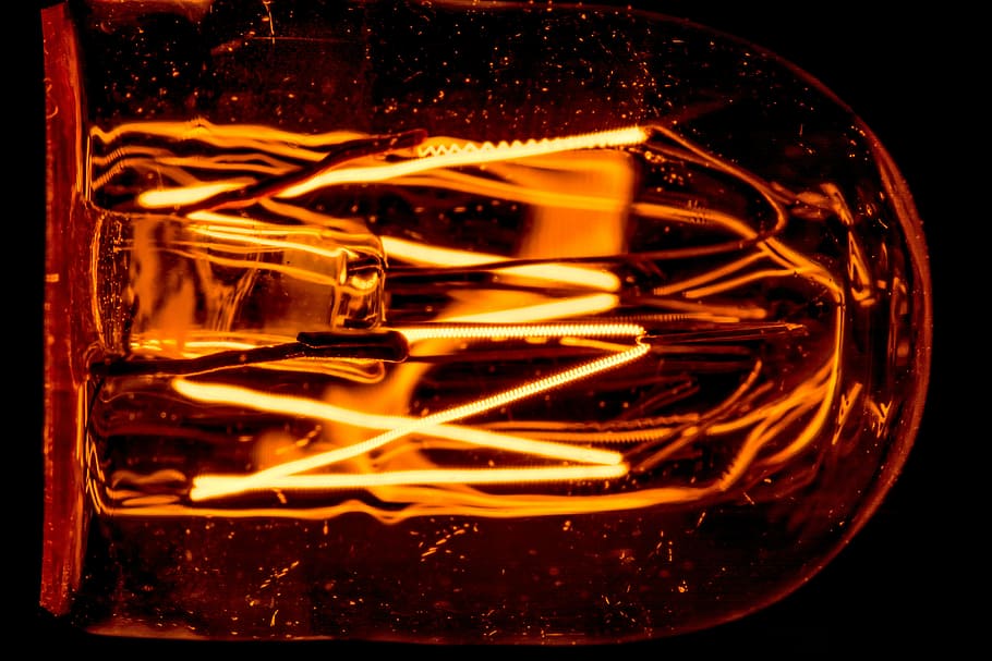 turned-on light bulb, glow lamp, filament, glow wire, electric light HD wallpaper