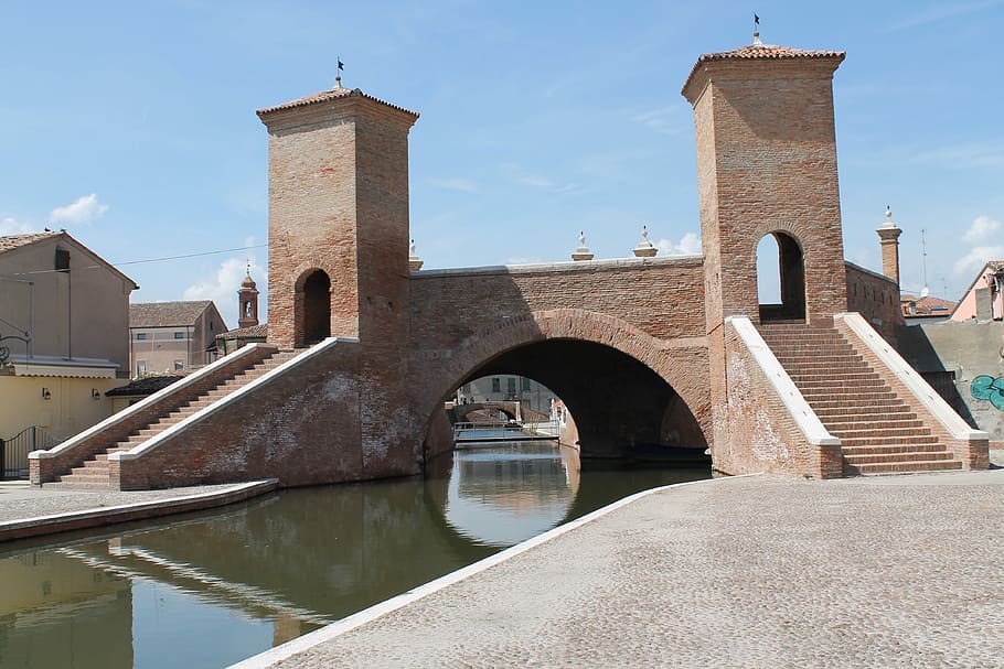 Italy, Bridge, Channel, trepponti, lagoon, picturesque, bricks, HD wallpaper