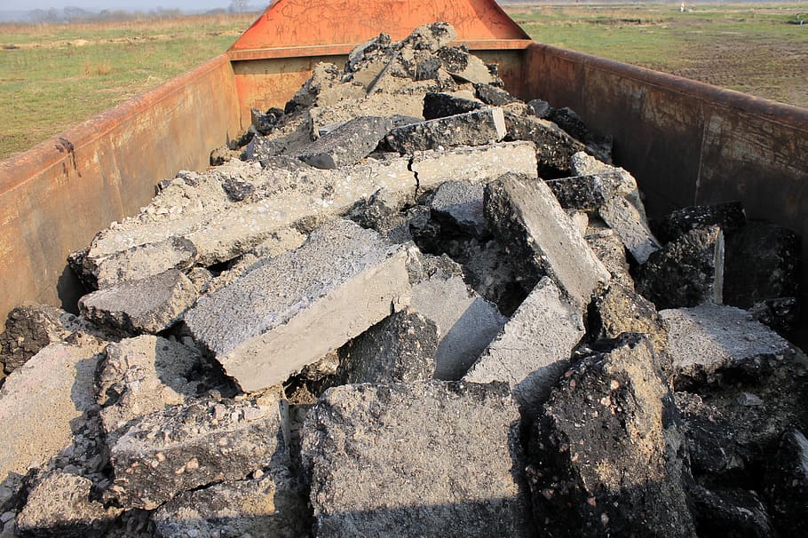 gray concrete bricks, building rubble, debris, site, solid HD wallpaper