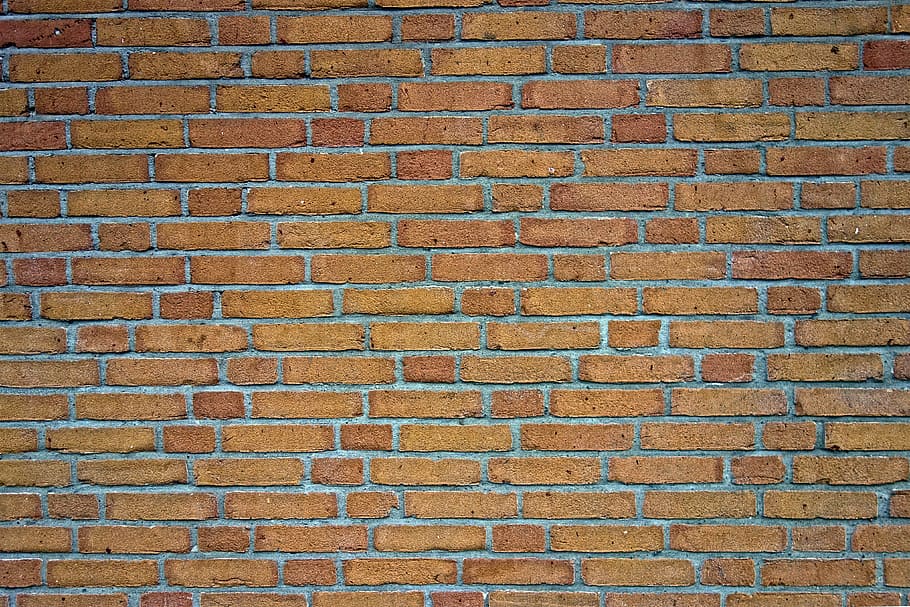 brown concrete block wall, brick wall, brickwork, yellow brick HD wallpaper