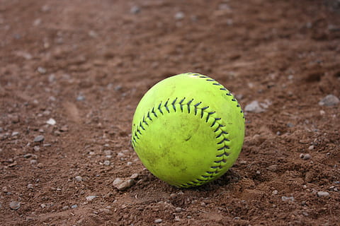 green baseball on brown soil, softball, clay, sport, game, league HD wallpaper