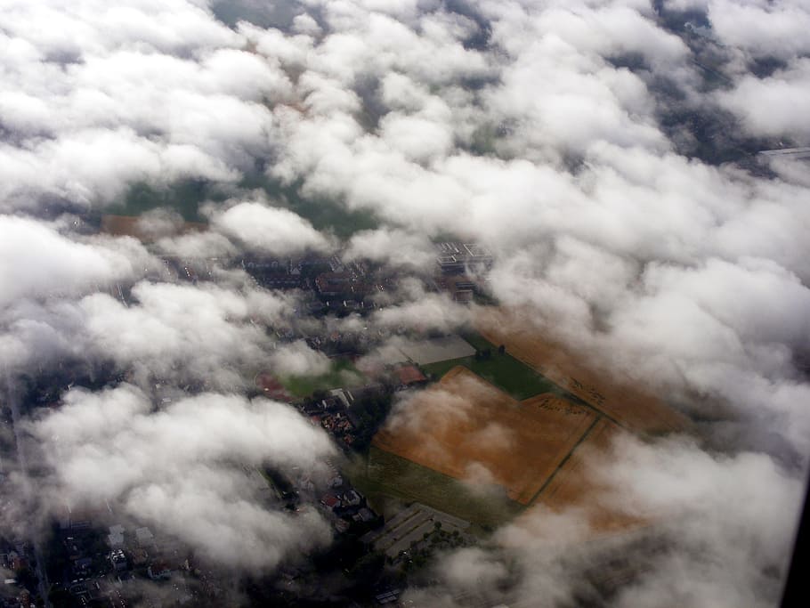 ground, cloud, sky, white, plane, day, the haze, building, cloud - sky HD wallpaper
