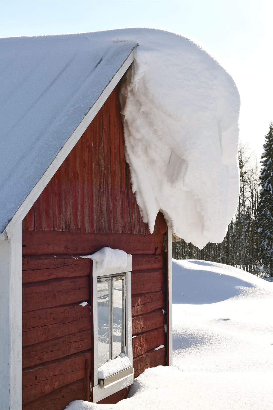 snow, winter, house, drift, wooden house, building, on the roof HD wallpaper