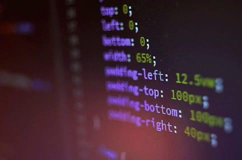 programming codes on black computer monitor, css, display, technology HD wallpaper