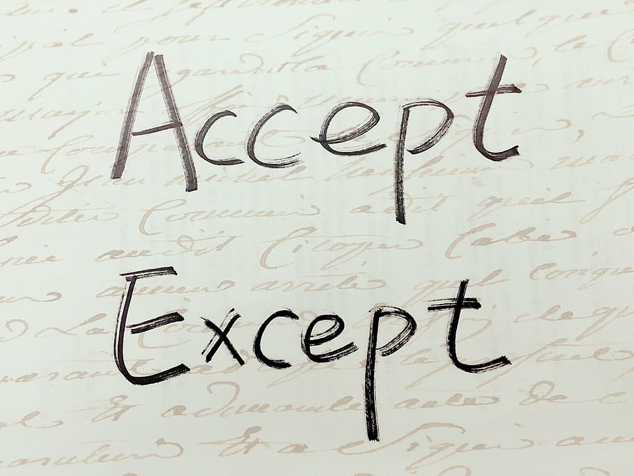 accept, except, handwriting, paronymous, similar, words, text HD wallpaper