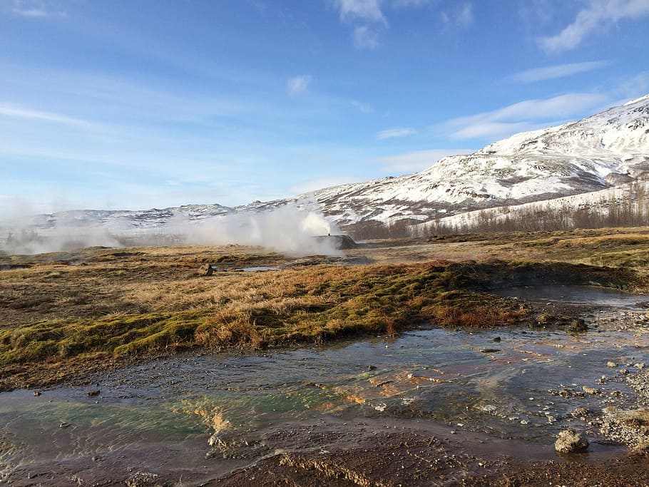 Iceland, Geyser, Fire, Boiling, mountain, landscape, nature HD wallpaper
