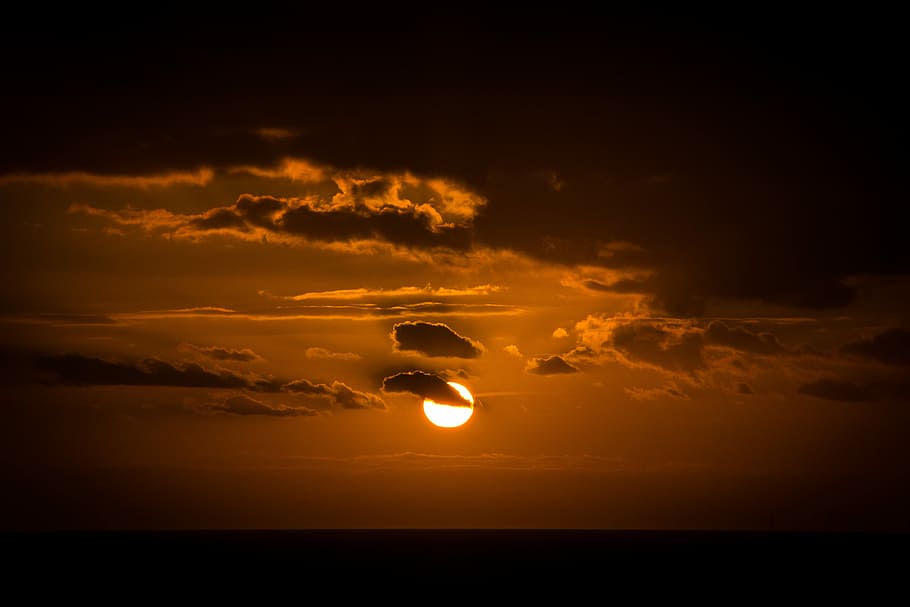setting sun over horizon, sunset, cloud, sky, clouds, cloud - sky HD wallpaper
