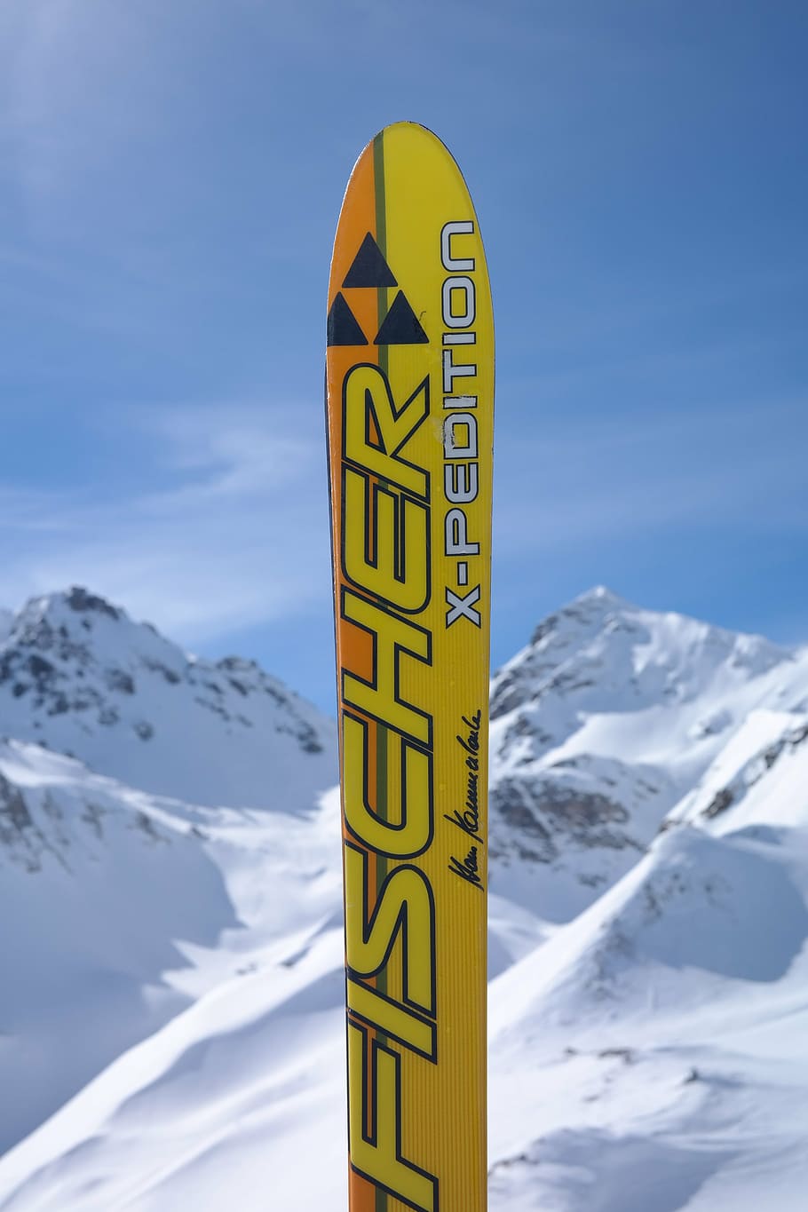 ski, skiing, surreptitious advertising, fischer, fischer ski, HD wallpaper