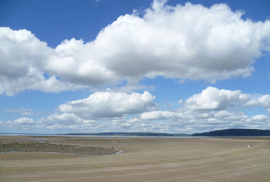 white clouds, landscape, beach, nature, sky, sky clouds, view HD wallpaper