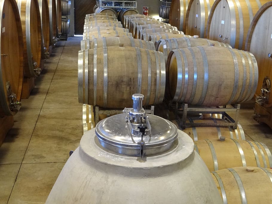 wine, barrels, winery, cellar, wine cellar, cylinder, indoors HD wallpaper