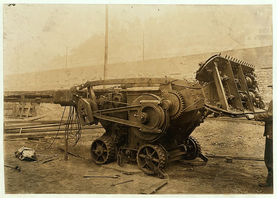 mining, coal mine, digging, tool, machinery, digger, old, vintage HD wallpaper
