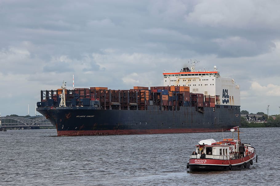 container ship, port, freighter, transport, water, cargo, shipping HD wallpaper