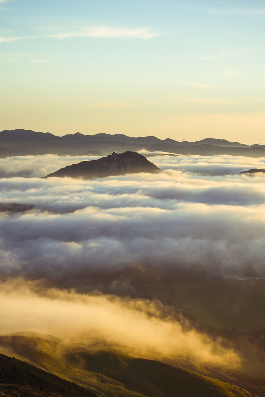 photo of clouds and mountains, photo of bed of clouds, aerial photo HD wallpaper