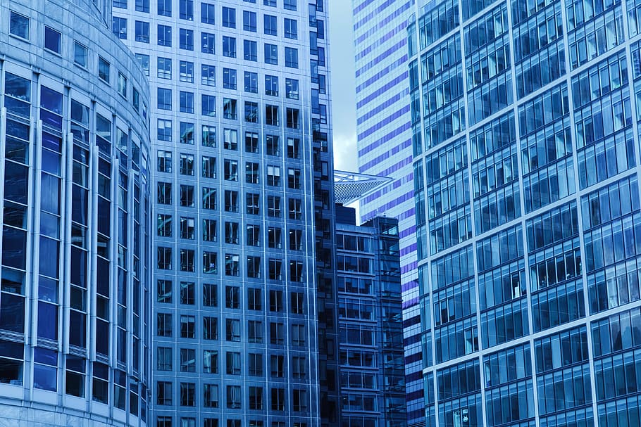 architectural blue and white city buildings, architecture, business HD wallpaper