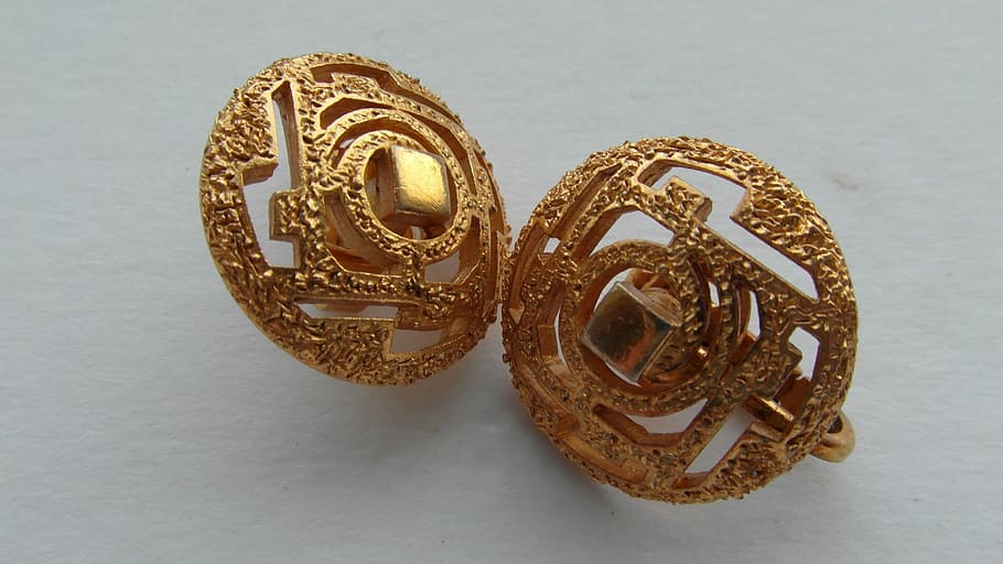 vintage gold earrings, vintage gold jewellery, collectables, HD wallpaper