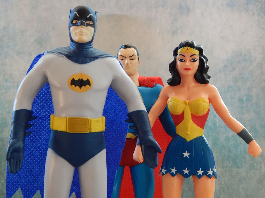 HD wallpaper: Justice League Batman, Superman, and Wonder Woman toys,  superheroes | Wallpaper Flare