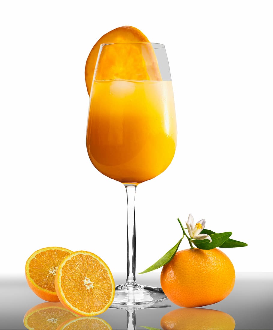 orange fruit beside clear long-stemmed wine glass, food, eat