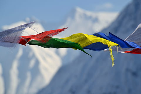HD wallpaper: the himalayas, nepal, prayer flags, tibetan flags, mountain |  Wallpaper Flare