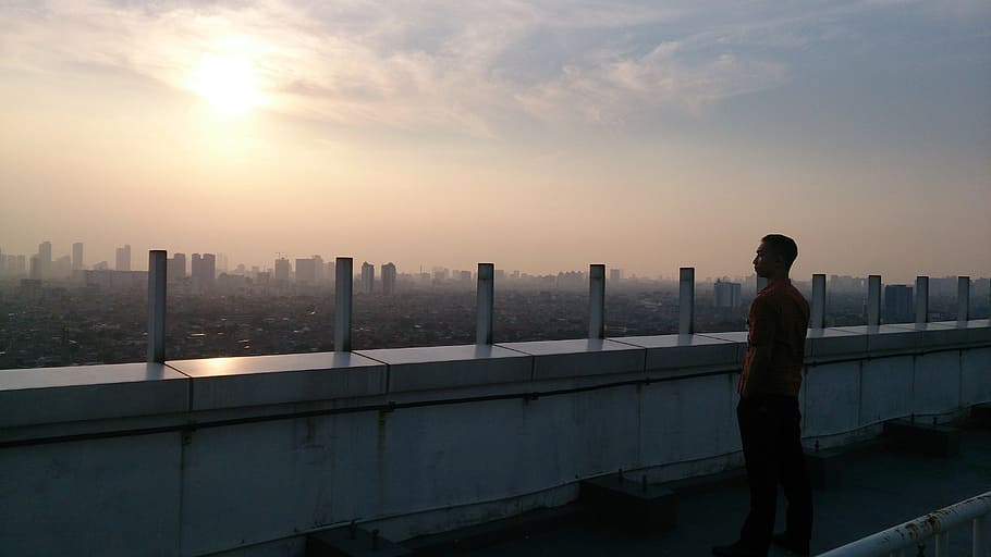 twilight, dusk, sunset, metro, city, town, lone, architecture HD wallpaper