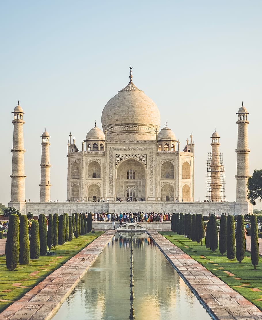 Taj Mahal, India, building, architecture, structure, water, sky HD wallpaper