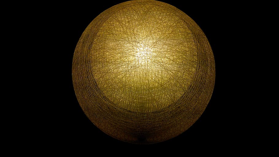 ball, light, yellow, black background, studio shot, single object HD wallpaper