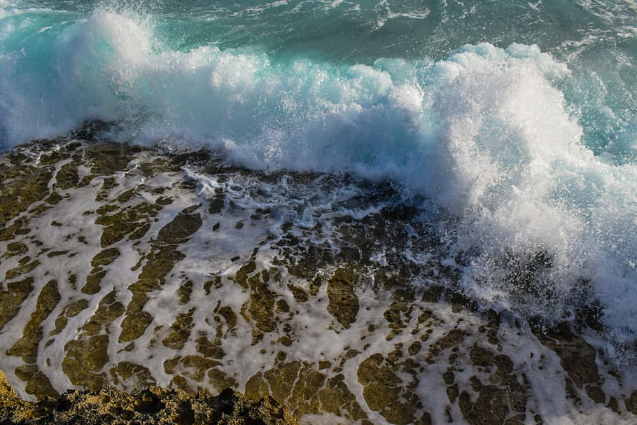 Coast, Wave, Spray, Foam, Nature, cliff, power, energy, water HD wallpaper
