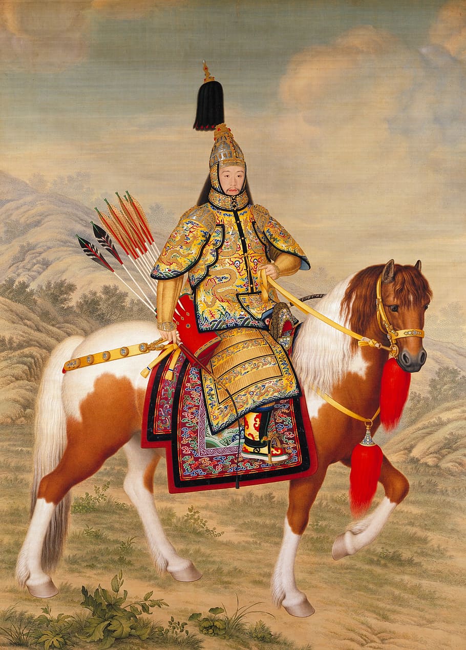 man riding horse painting, emperor, china, chinese, qianlong, HD wallpaper