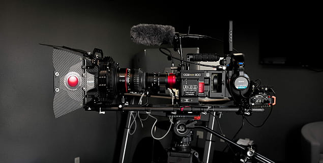 black and gray video camera, red and black video camera, equipment HD wallpaper