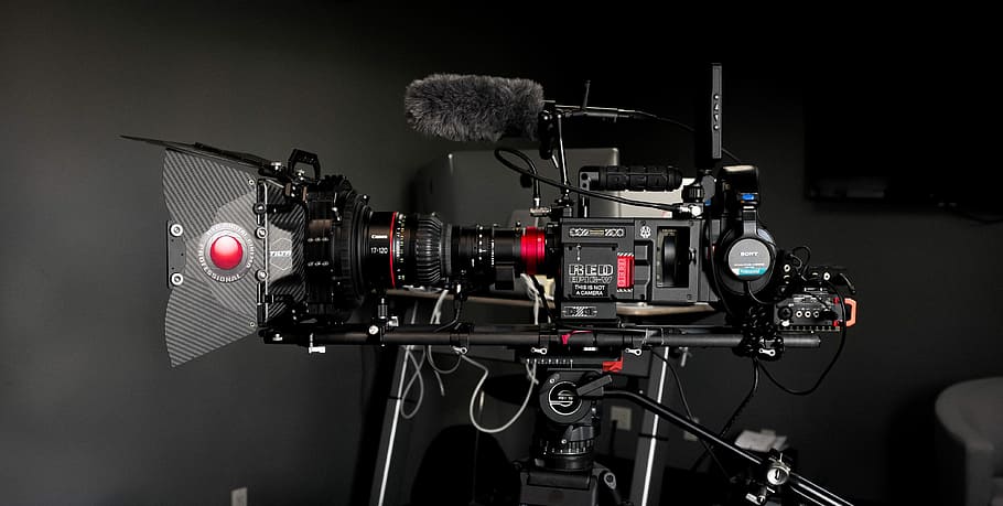 black and gray video camera, red and black video camera, equipment, HD wallpaper