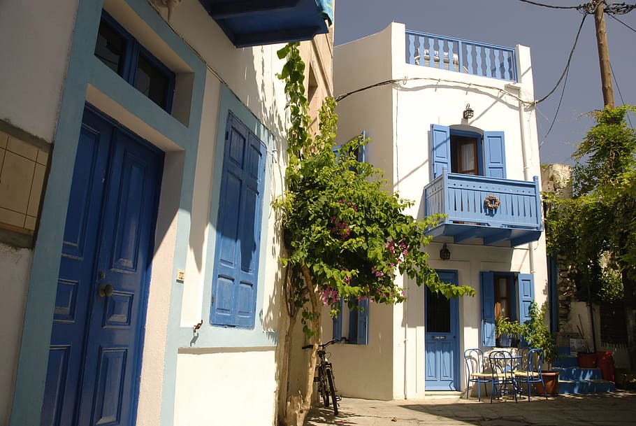 greece, authentic, blue, white, holiday, skies, building, building exterior HD wallpaper