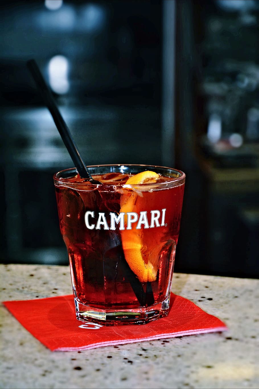 campari, negroni, cocktail, bar, drink, food and drink, table