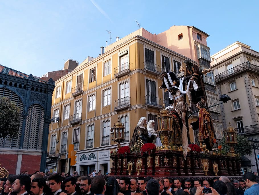 descent, malaga, good friday, easter, 2017, tradition, architecture HD wallpaper