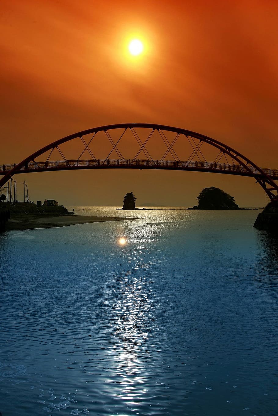 Arch, Bridge, Landscape, sunset, bridge - man made structure HD wallpaper