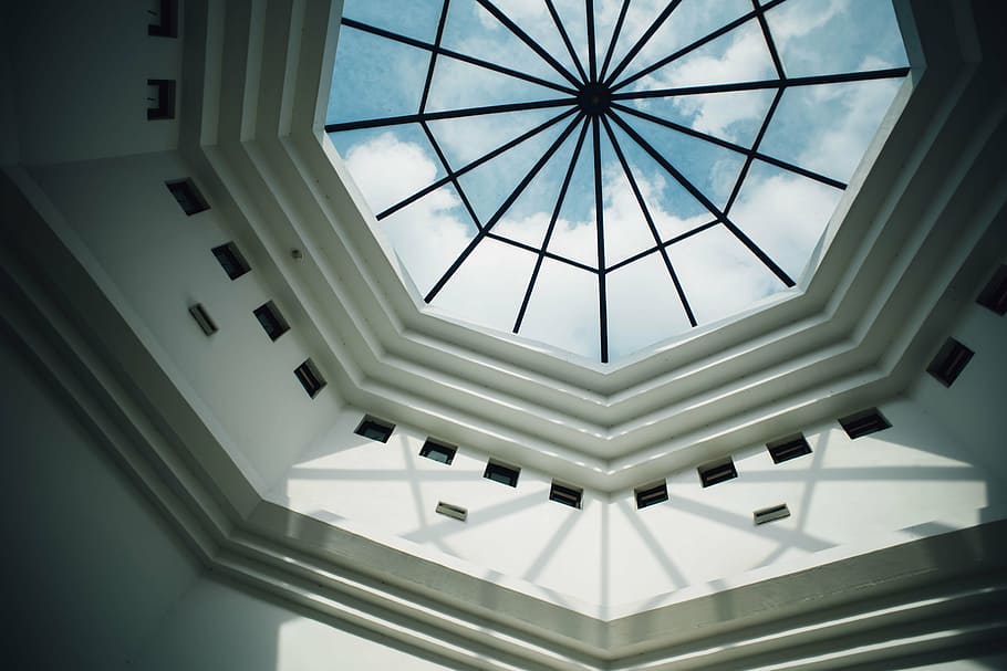 white wooden framed glass roof low-angle photo, architecture HD wallpaper