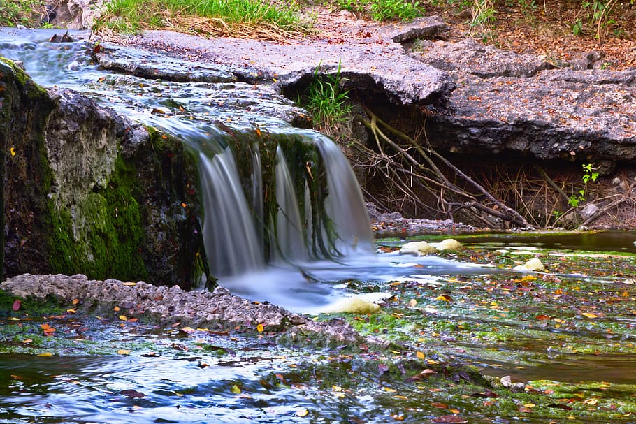 timelapse photography of waterfalls at daytime, stream, river HD wallpaper