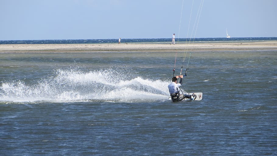 kite surfing, sport, water sports, jump, action, wind, kiteboarding, HD wallpaper