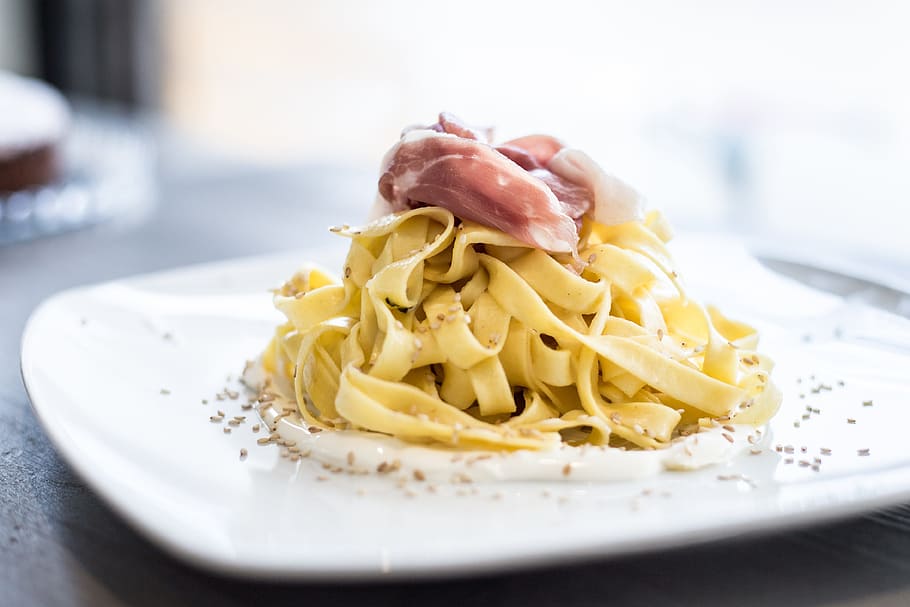 pasta, prosciutto, cheese, food, food and drink, italian food HD wallpaper