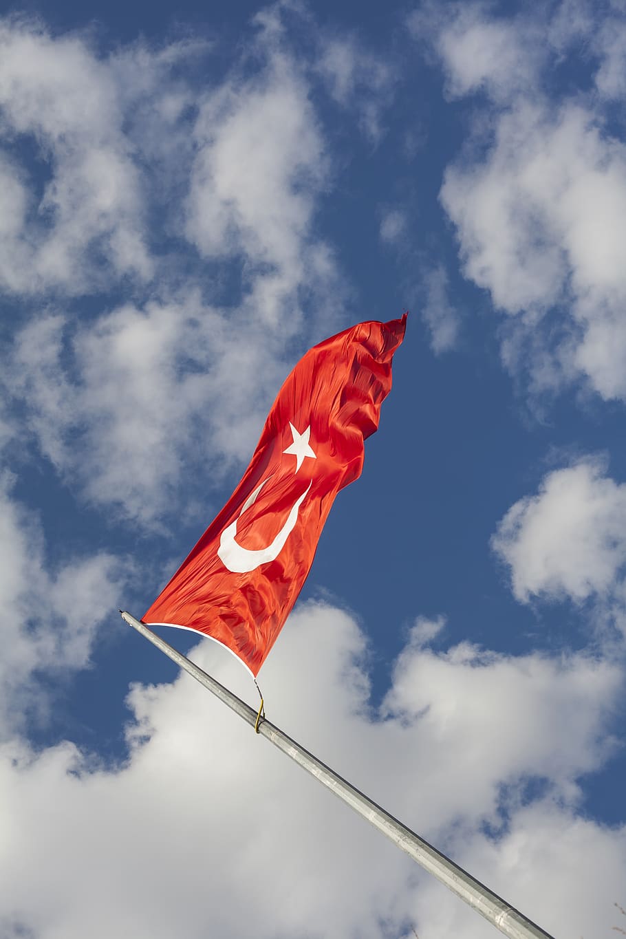 flag, sky, turkey, red, month, cloud - sky, patriotism, low angle view HD wallpaper