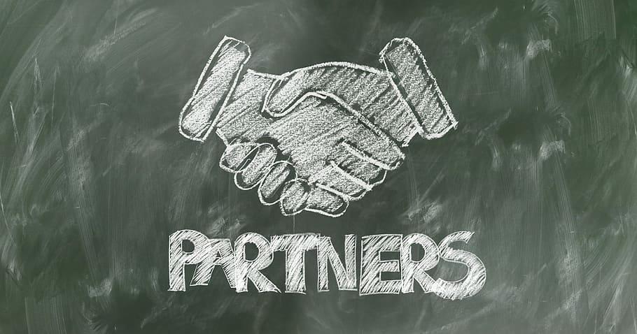 Partners logo, Shaking Hands, Handshake, Teamwork, staff, board, HD wallpaper