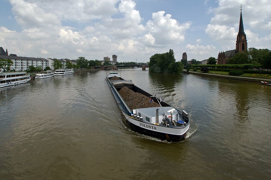frankfurt, main, ship, clouds, summer, view, nautical vessel HD wallpaper