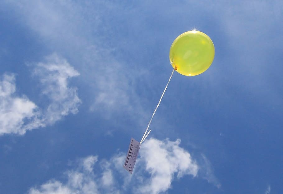 dom, balloon, fly, sky, yellow, clouds, movement, infinite HD wallpaper