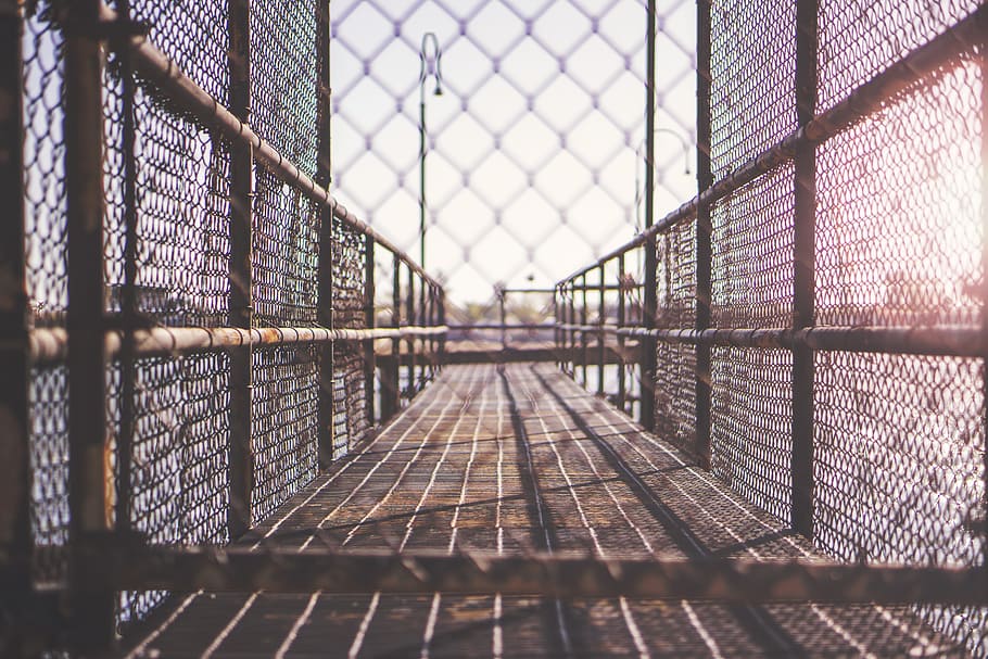 way, fence, walkway, metal, architecture, no people, security HD wallpaper