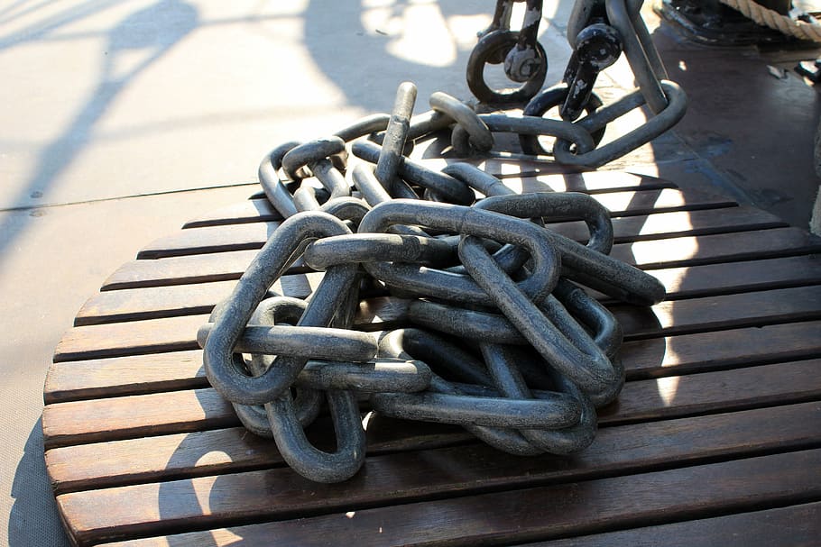 chains, ship, port, sea, seute dahir, bremerhaven, metal, sunlight HD wallpaper